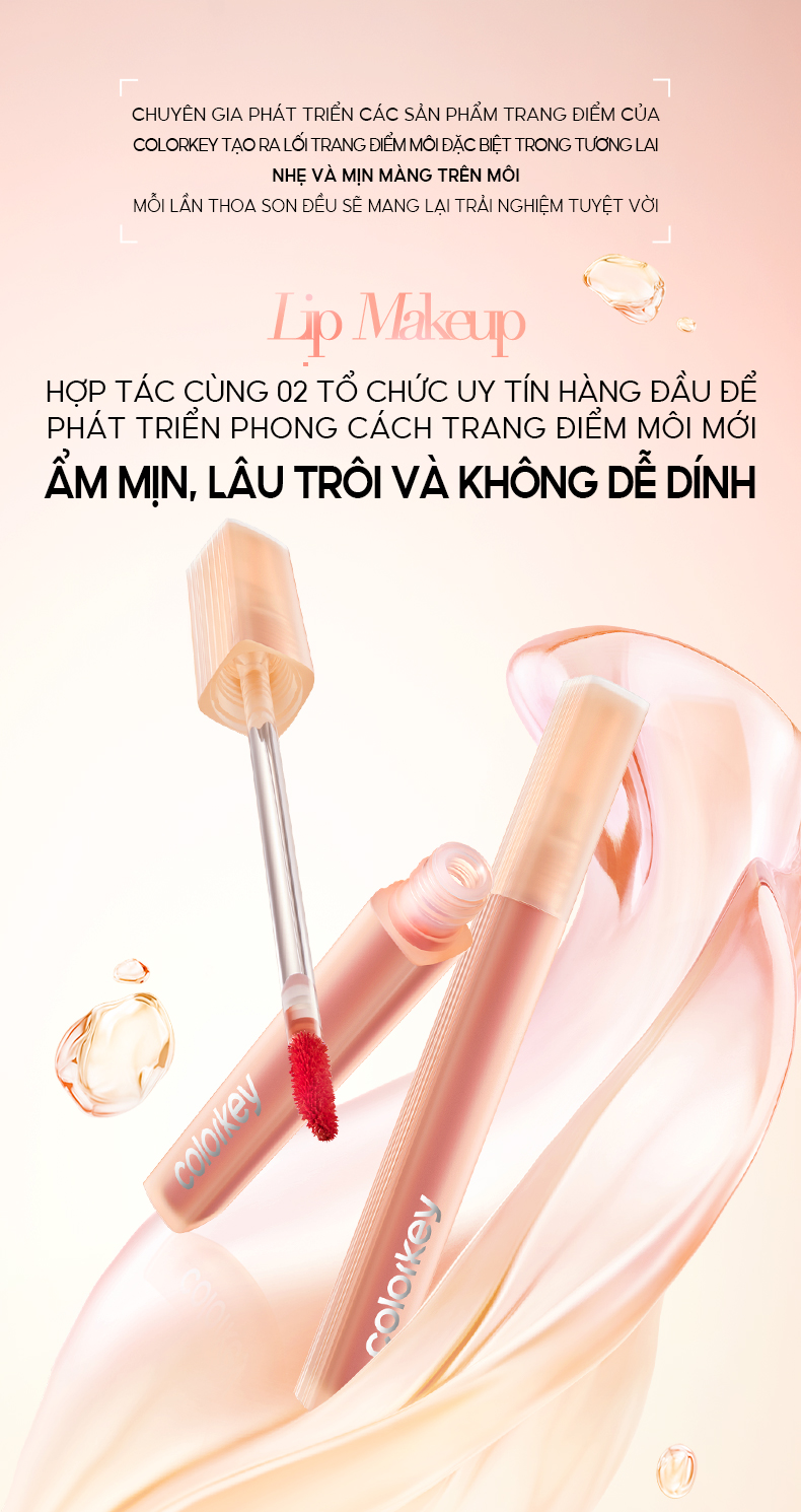 Mô tả Son tint bóng COLORKEY dưỡng ẩm trong suốt mềm mại lâu trôi độ ấm vừa vặn không dính có sắc tố cao - 2