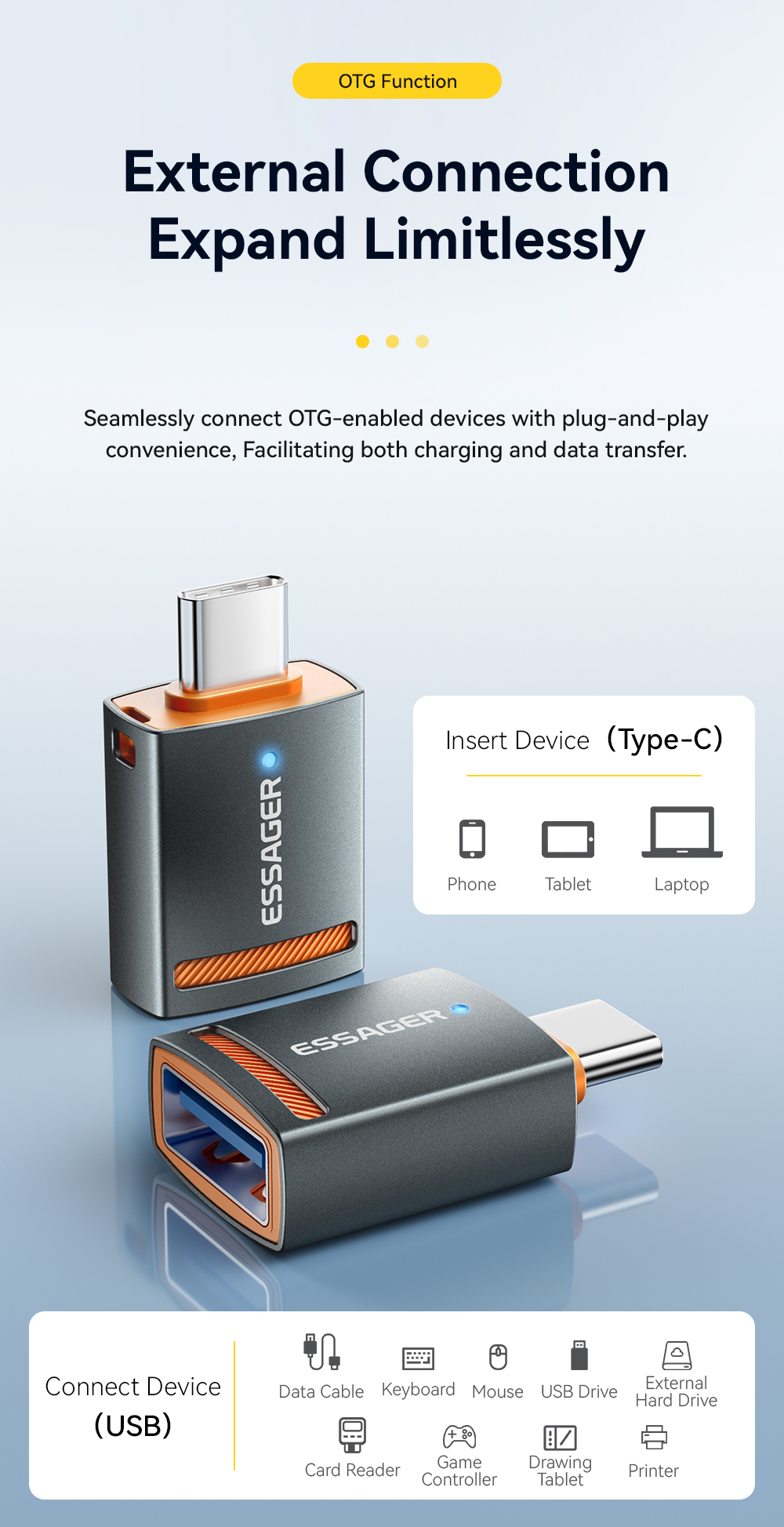 Mô tả Essager 3A type c / micro / USB / L Adapter 5Gbps Truyền Tốc Độ Cao Để Sạc & Truyền Dữ Liệu - 5