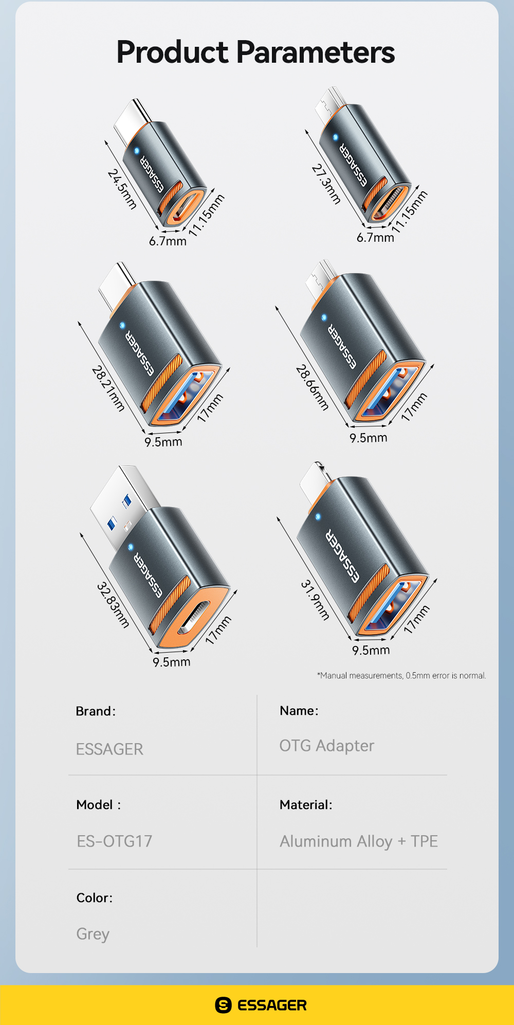 Mô tả Essager 3A type c / micro / USB / L Adapter 5Gbps Truyền Tốc Độ Cao Để Sạc & Truyền Dữ Liệu - 12
