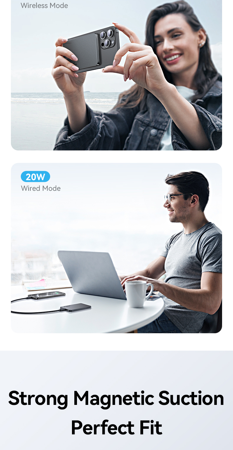 USAMS Wireless Power Bank 5000 / 10000mAh Sạc từ tính không dây Sạc nhanh USB-C Đầu vào / Ra cho iP18 17 16 15 14 13 12 Series – ảnh mô tả chi tiết 6