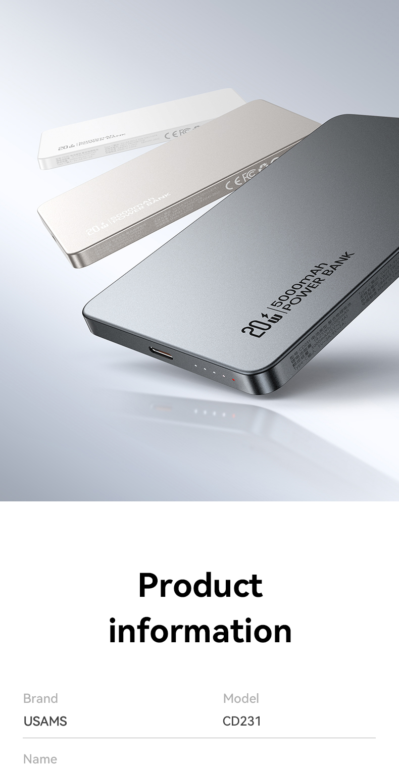 USAMS Wireless Power Bank 5000 / 10000mAh Sạc từ tính không dây Sạc nhanh USB-C Đầu vào / Ra cho iP18 17 16 15 14 13 12 Series – ảnh mô tả chi tiết 11