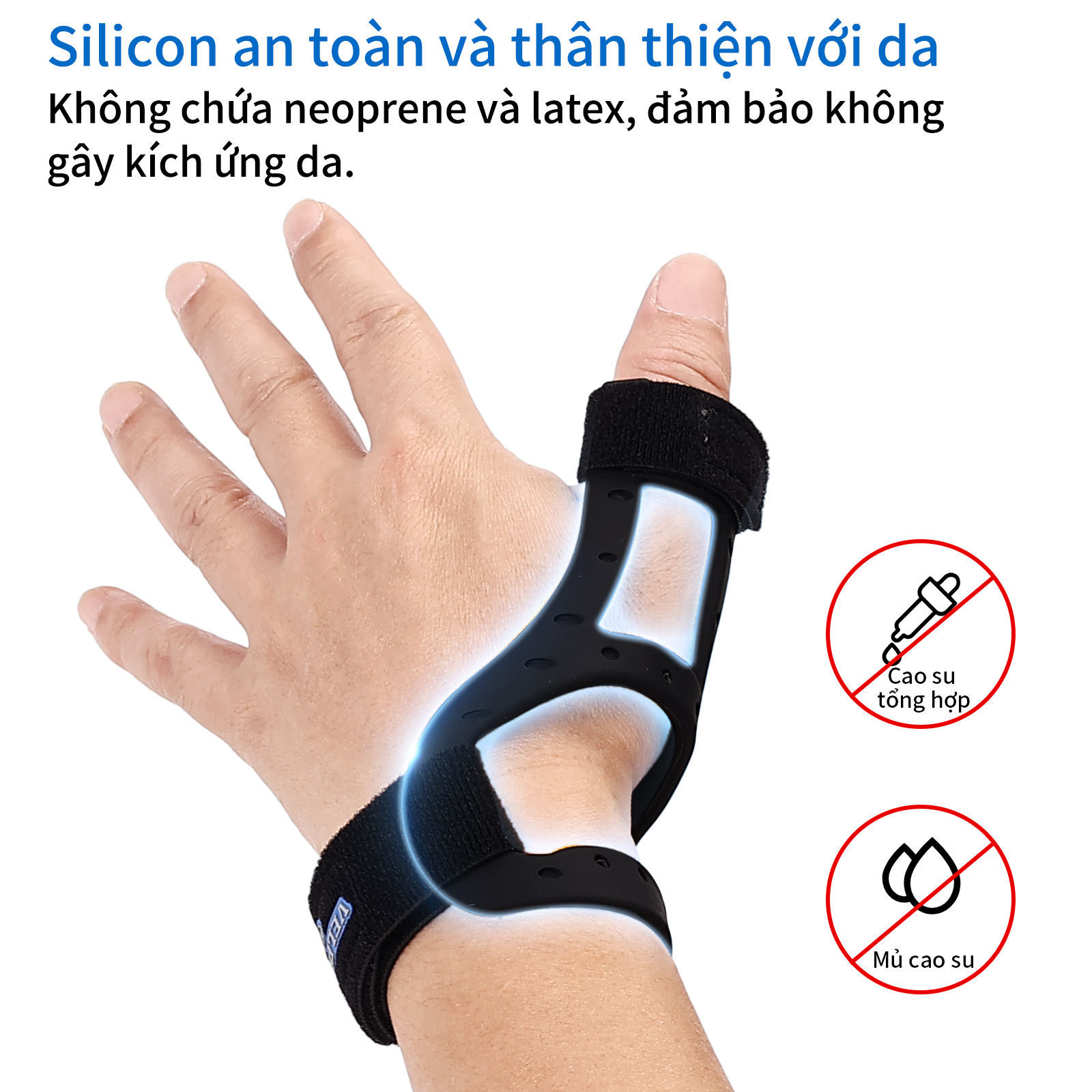 Mô tả Dụng cụ hỗ trợ ngón tay cái VELPEAU chất liệu silicon - Nẹp ổn định bán cứng không thấm nước cho viêm gân, De Quervains, Viêm khớp, Trigger Finger, phù hợp với cả hai tay - 7