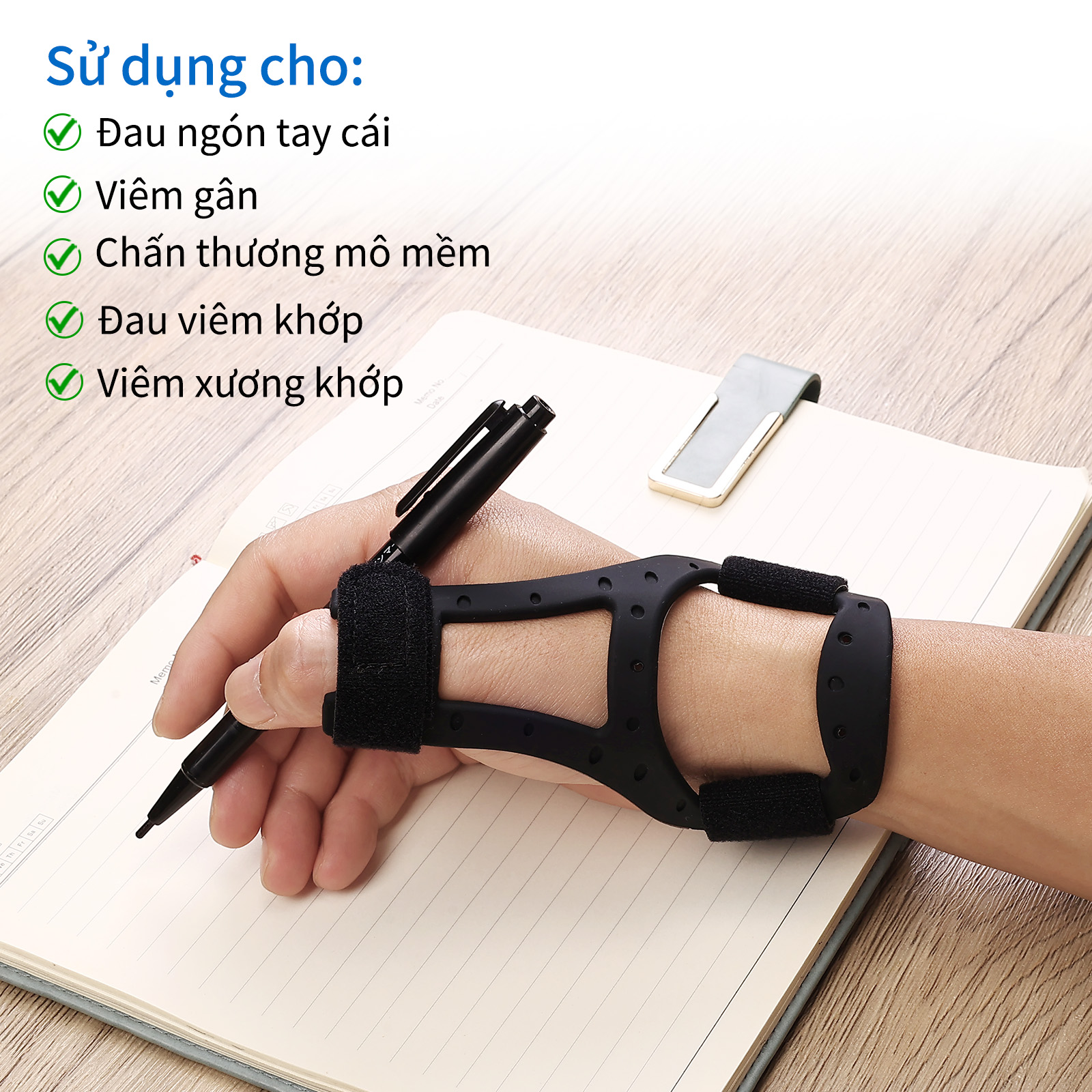 Mô tả Dụng cụ hỗ trợ ngón tay cái VELPEAU chất liệu silicon - Nẹp ổn định bán cứng không thấm nước cho viêm gân, De Quervains, Viêm khớp, Trigger Finger, phù hợp với cả hai tay - 8