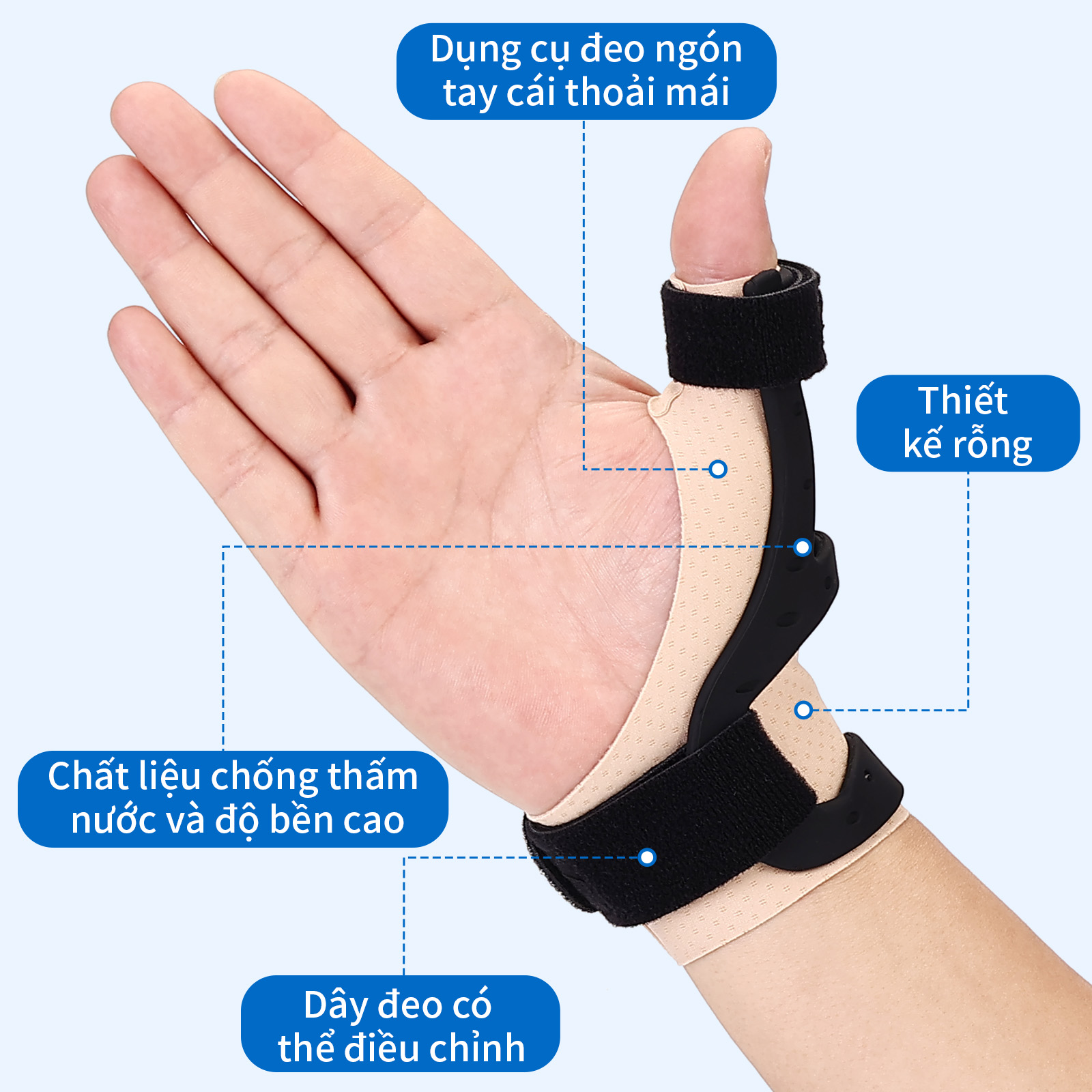Mô tả Dụng cụ hỗ trợ ngón tay cái VELPEAU chất liệu silicon - Nẹp ổn định bán cứng không thấm nước cho viêm gân, De Quervains, Viêm khớp, Trigger Finger, phù hợp với cả hai tay - 9