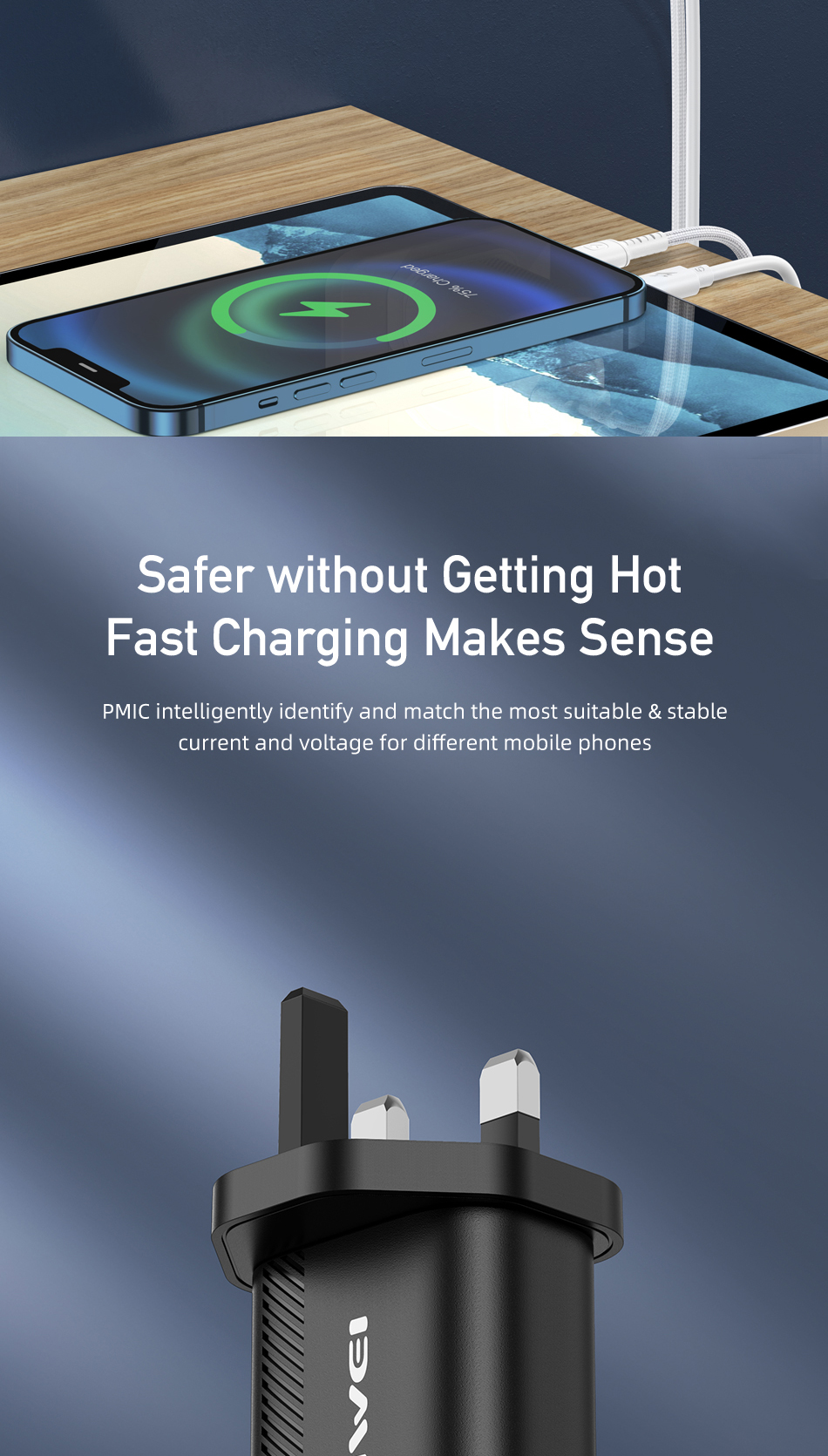 Mô tả Bộ sạc Awei PD6 củ sạc nhanh 20W chính hãng cho phone 14 13 12 11 - 5