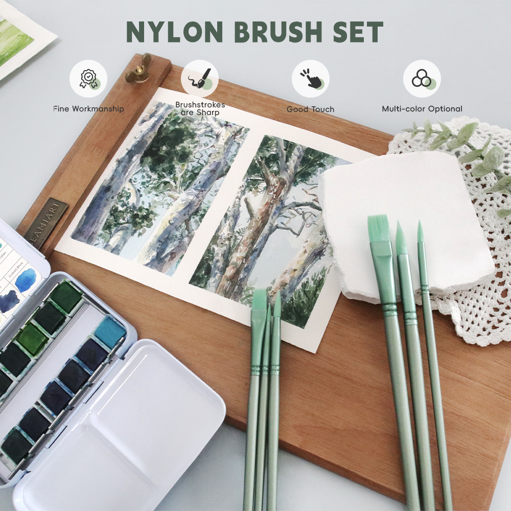 Mô tả Seamiart 4 / 6 Cái. Màu sắc khác nhau Hình dạng khác nhau Bộ cọ vẽ tóc Nylon cho bầu dầu màu nước Acrylic - 1