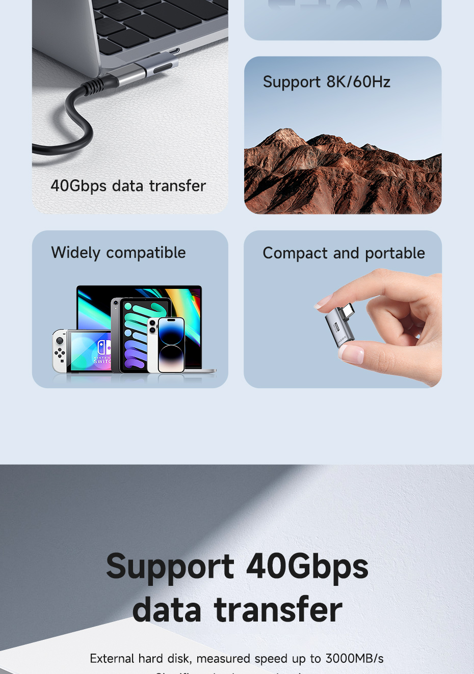 Hagibis Cổng USB Kép C Trạm Nối Ba Màn Hình đèn Dải LED USB-C HUB Type C Adapter Voi 8k Dp Hdmi M2 Ssd Bao Vay 100w Pd Usb 31 Cho Macbook Air Pro May Tinh Xach Tay I2636242548