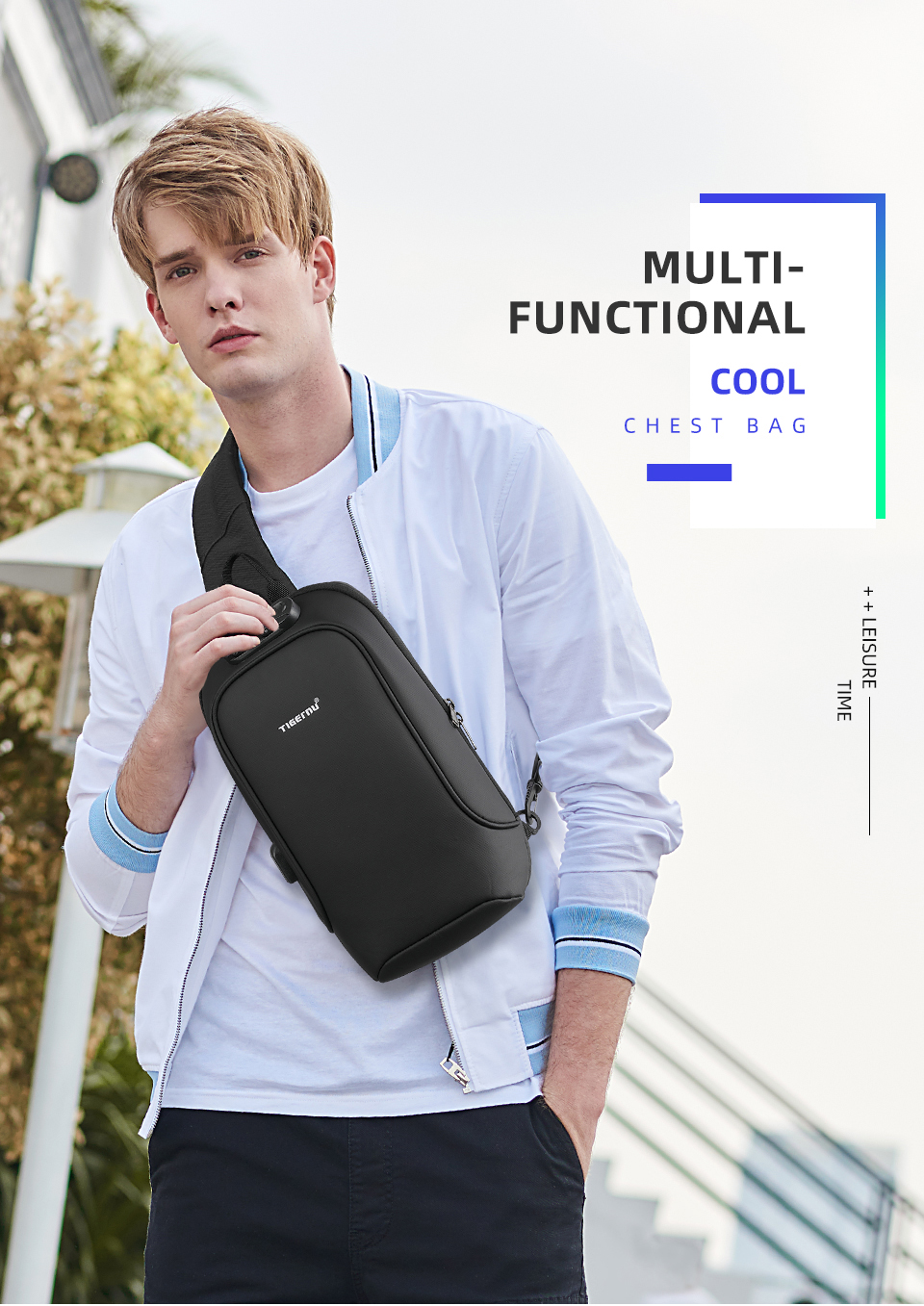 Mô tả Túi đeo ngực chống nước Tigernu 8102 có cổng USB (9.7 '') - 2