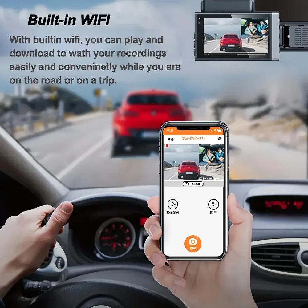 Mô tả Ekleva WiFi Xe Dashcam HD 1080P Cam Hộp Đen 3 Kênh Dvr Với WiFi Đỗ Xe Video Đảo Chiều Hình Ảnh Camera Ô Tô Đầu Ghi Video - 7