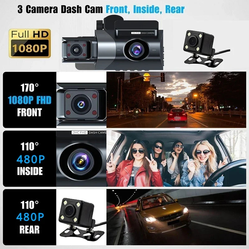 Mô tả Ekleva WiFi Xe Dashcam HD 1080P Cam Hộp Đen 3 Kênh Dvr Với WiFi Đỗ Xe Video Đảo Chiều Hình Ảnh Camera Ô Tô Đầu Ghi Video - 4