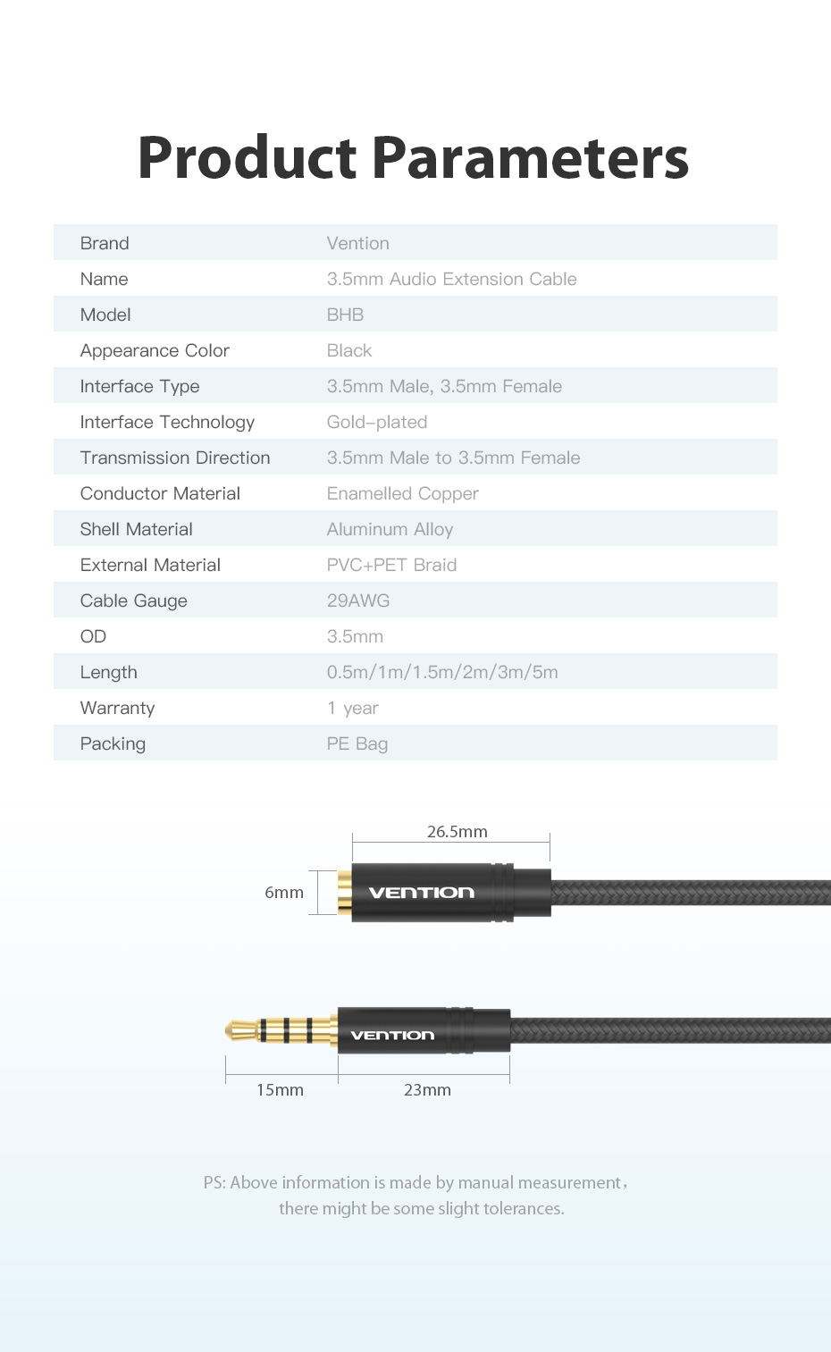 Mô tả Dây nối dài cổng 3.5mm aux Vention Đầu mạ vàng cáp dài TPE 1m 2m dùng cho Tai Nghe loa jack 3.5 mm - 11