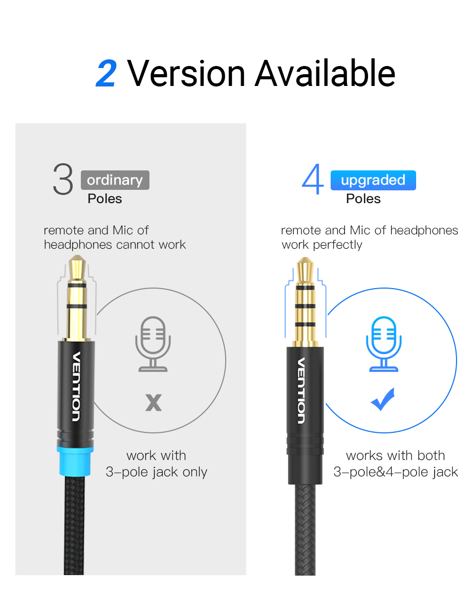 Mô tả Dây nối dài cổng 3.5mm aux Vention Đầu mạ vàng cáp dài TPE 1m 2m dùng cho Tai Nghe loa jack 3.5 mm - 9