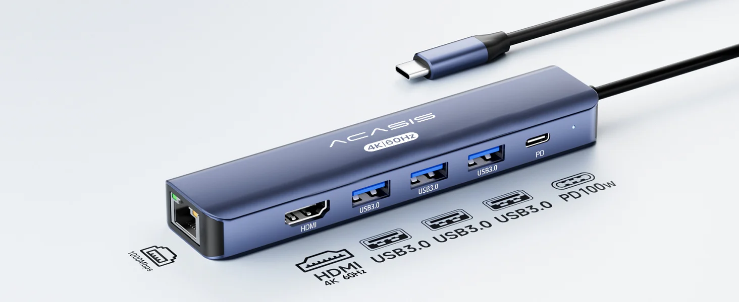 Bộ chuyển đổi đa cổng USB-C 6 trong 1 ACASIS Bộ mở rộng USB-C 6 trong 1 ...