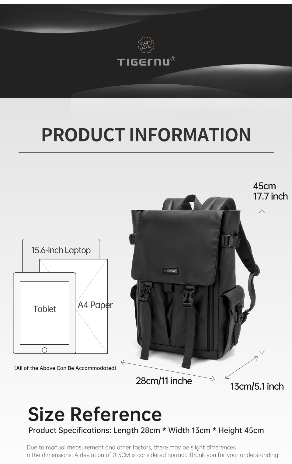 Mô tả Ba lô nam Tigernu 9812 Ba lô máy tính xách tay 15,6 inch Ba lô đi học Fasion Cabin Ba lô học sinh Ba lô du lịch Ba lô máy tính xách tay - 3