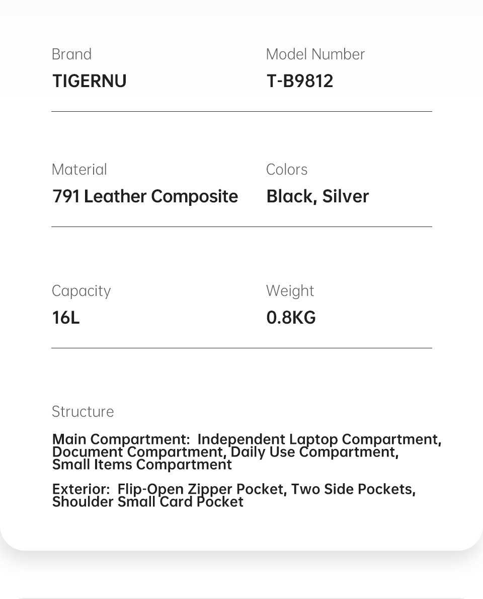 Mô tả Ba lô nam Tigernu 9812 Ba lô máy tính xách tay 15,6 inch Ba lô đi học Fasion Cabin Ba lô học sinh Ba lô du lịch Ba lô máy tính xách tay - 4