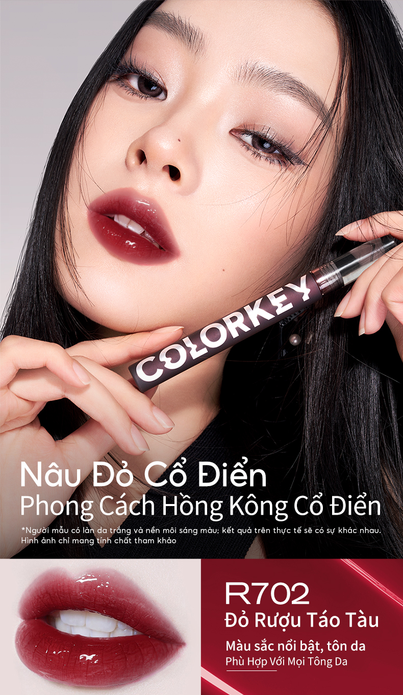 Mô tả Son kem COLORKEY 1.7g lâu trôi trang điểm màu tươi sáng tùy chọn - 4