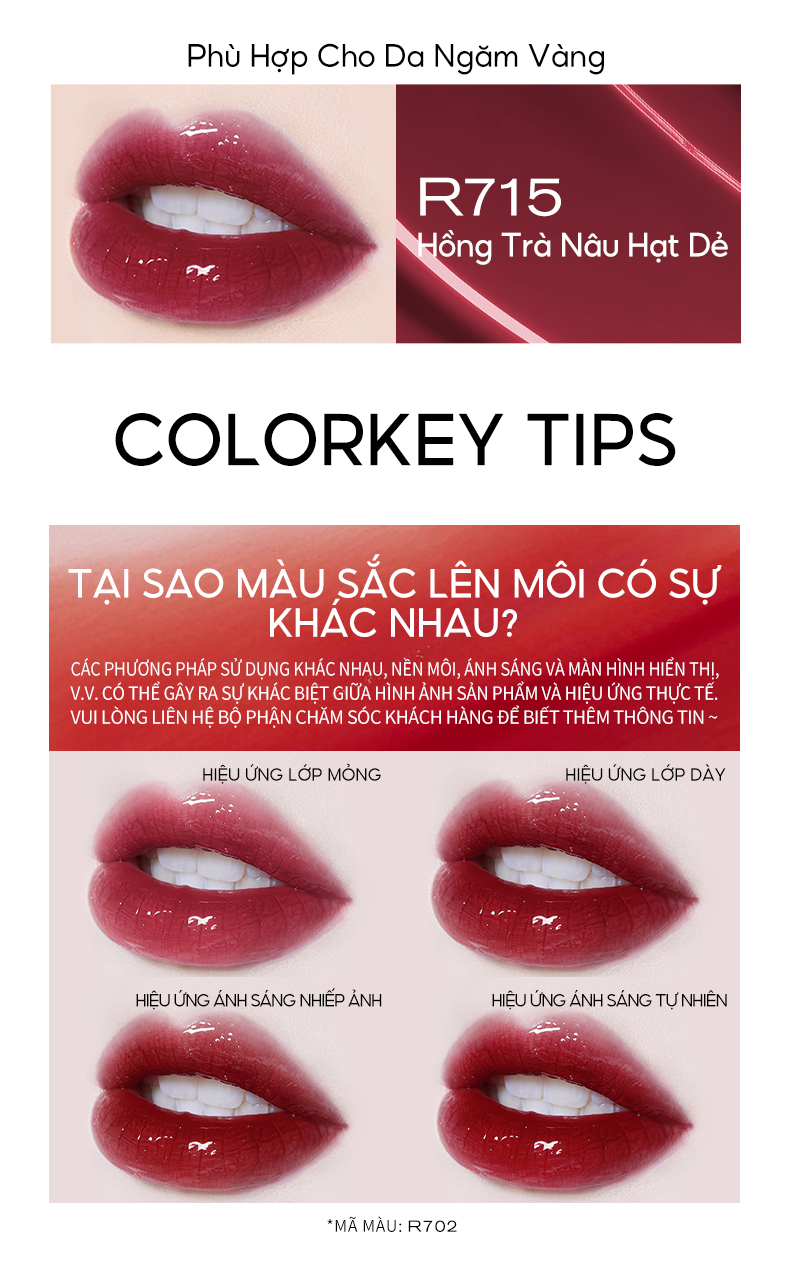 Mô tả Son kem COLORKEY 1.7g lâu trôi trang điểm màu tươi sáng tùy chọn - 7