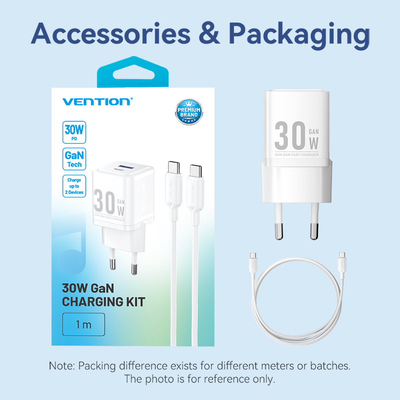 Mô tả Bộ sạc GaN Vention 20W 30W Bộ sạc USB C PD + USB 2 cổng Bộ sạc chuyển đổi với QC4.0 PD USB typec Sạc nhanh Bộ sạc phích cắm US cho IP 16 Samsung Android - 12
