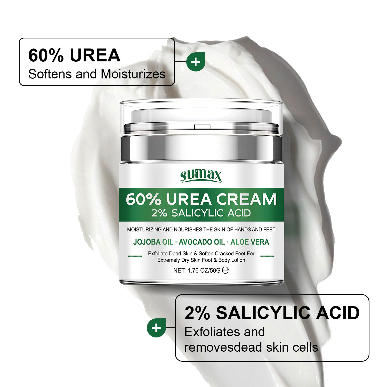 Mô tả Kem dưỡng ẩm chân cường độ cao 50g - 60% công thức Urea nuôi dưỡng sâu sắc, làm mềm lớp biểu bì, giải quyết khô và nứt nẻ, phục hồi độ mịn cho bàn chân. - 5