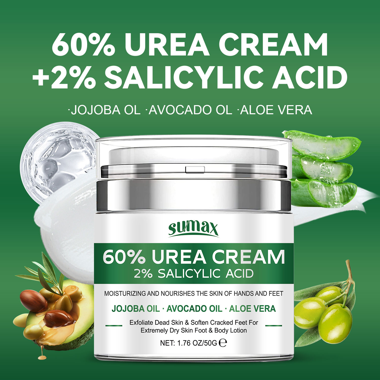 Mô tả Kem dưỡng ẩm chân cường độ cao 50g - 60% công thức Urea nuôi dưỡng sâu sắc, làm mềm lớp biểu bì, giải quyết khô và nứt nẻ, phục hồi độ mịn cho bàn chân. - 7