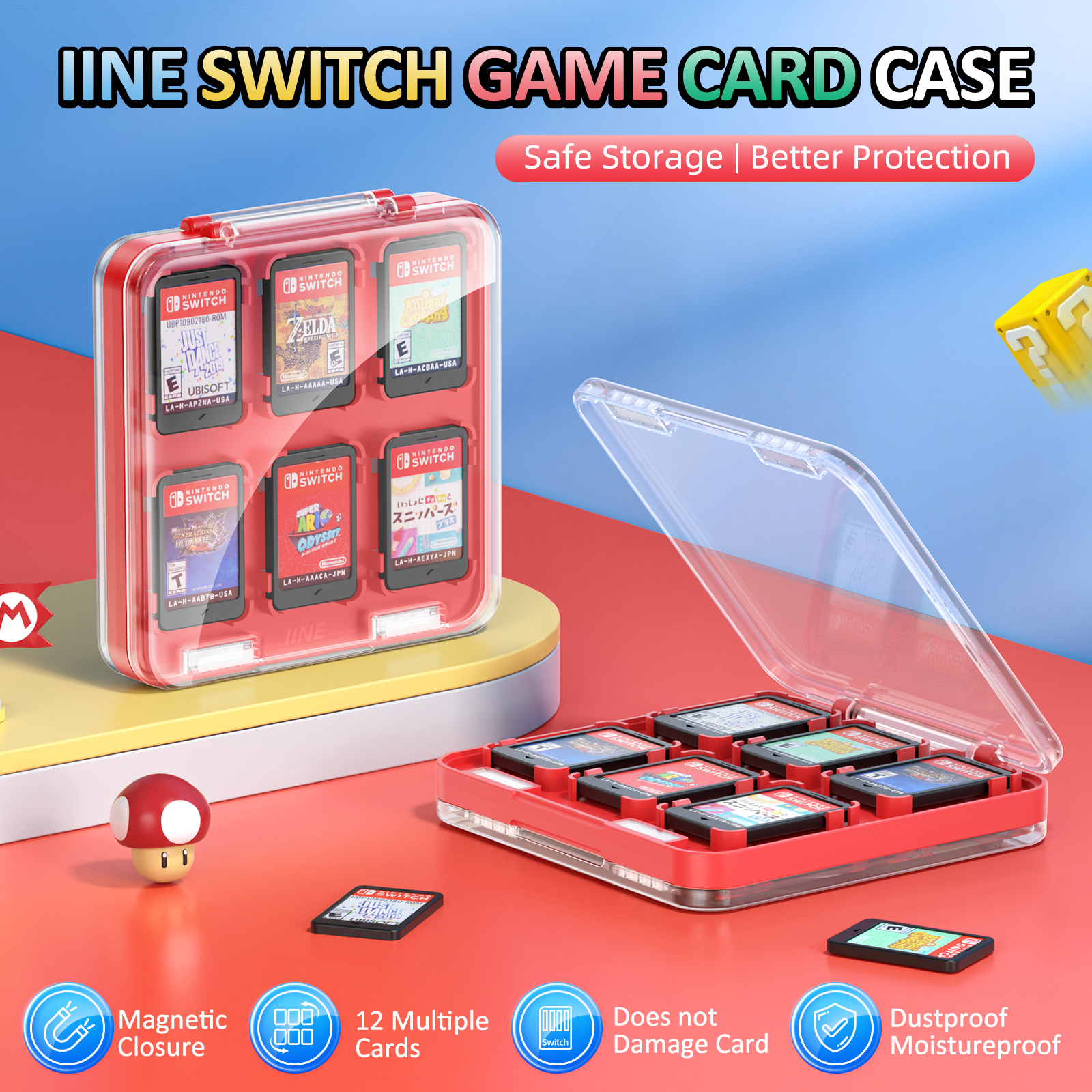 Line SWITCH Game CARD CASE / Lưu trữ 12 thẻ trò chơi & Đóng từ tính ...
