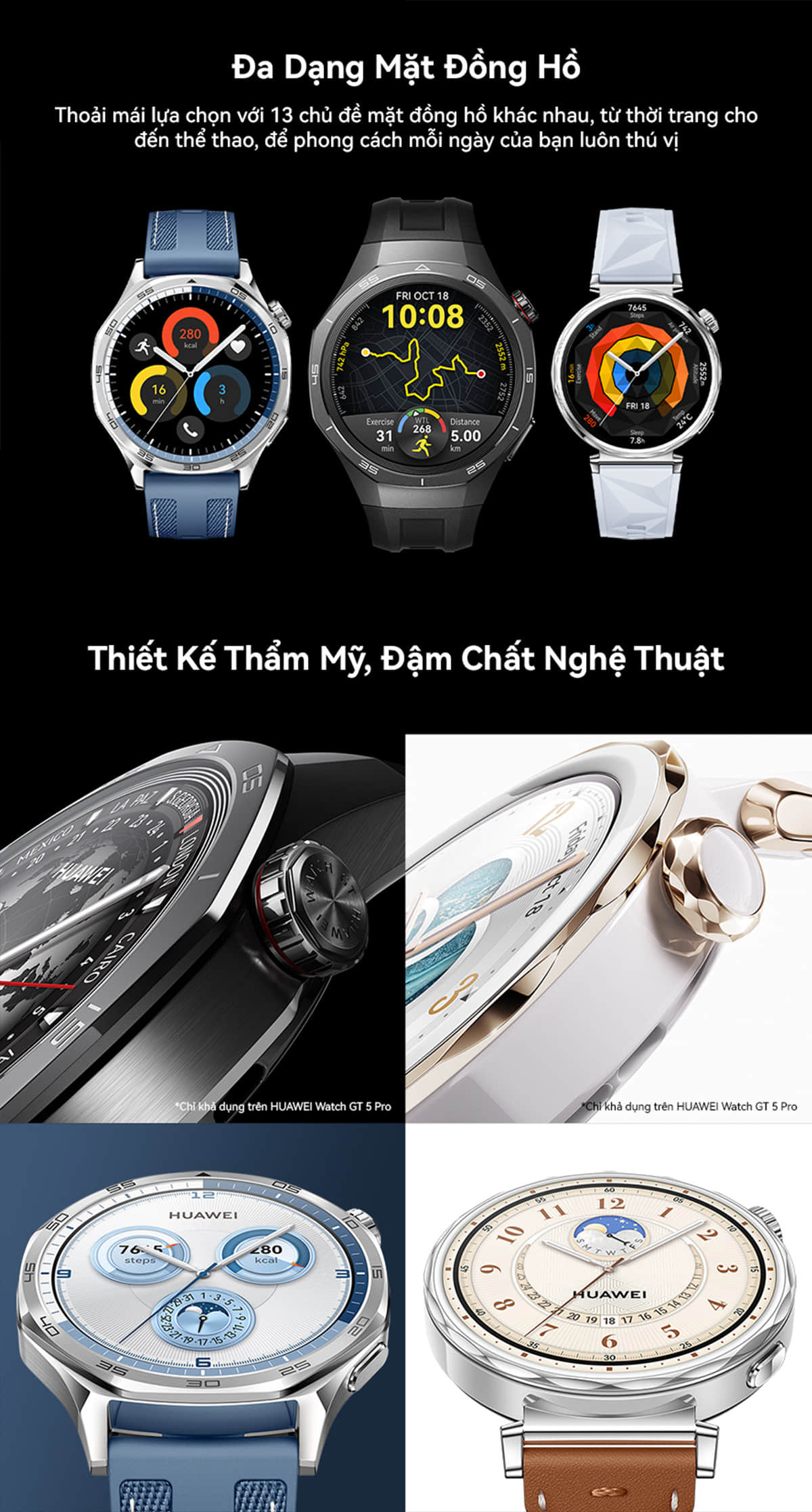 Mô tả Đồng Hồ Thông Minh HUAWEI WATCH GT5 Series Tính Năng Chạy Bộ Và Đạp Xe Mới | Thiết Kế Góc Cạnh | Thời Lượng 2 Tuần - 4