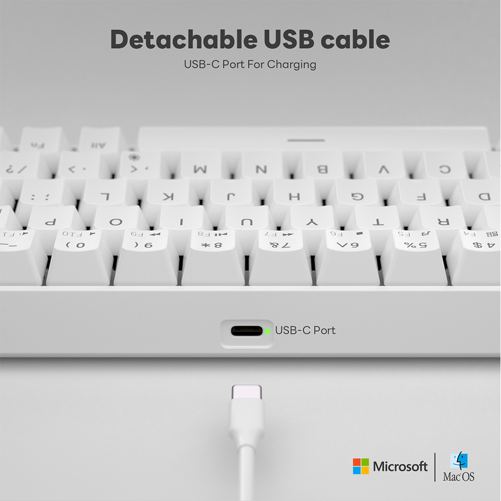 Mô tả Bàn phím có dây RK Royal Kludge RK68 RGB White 68 phím - 3