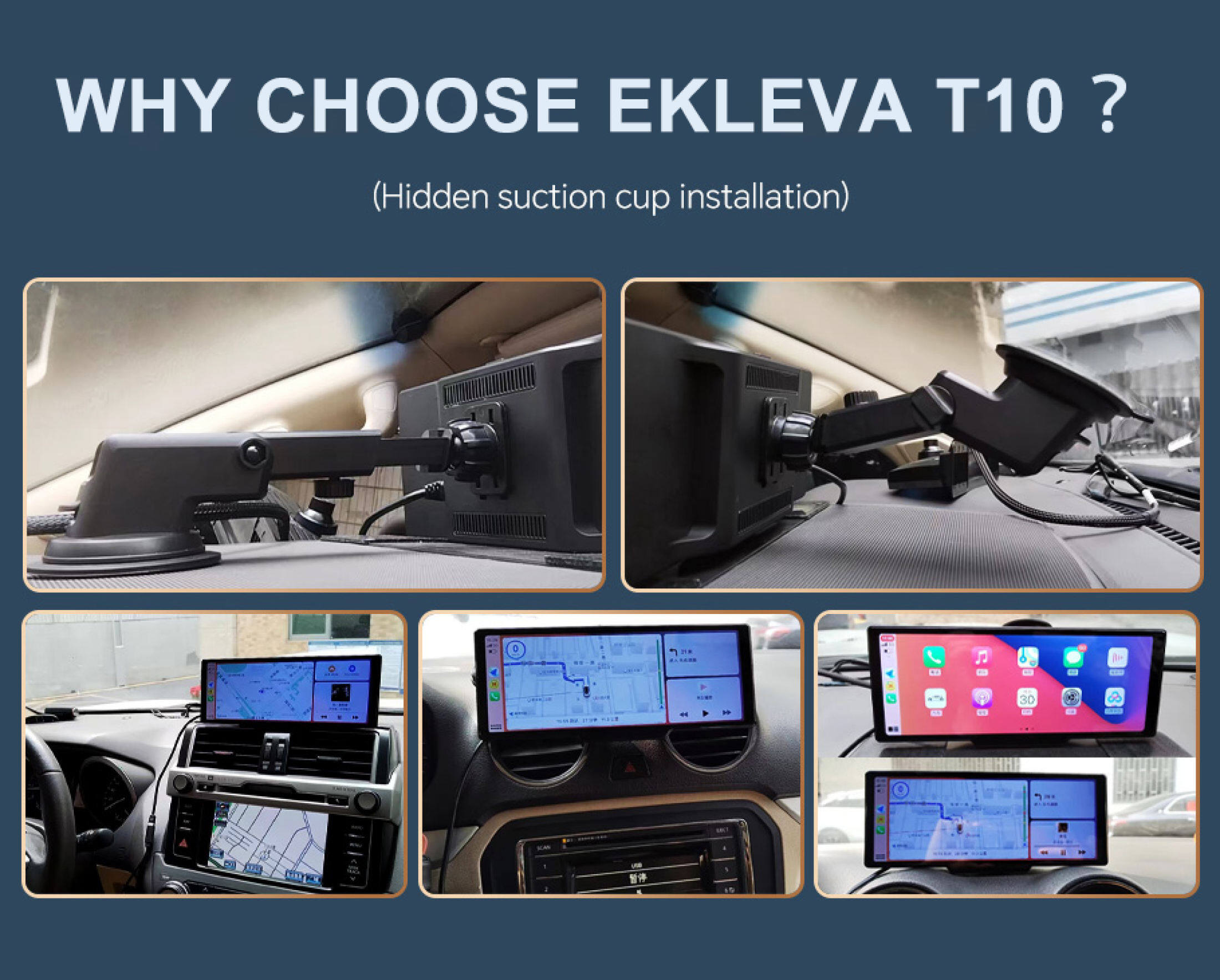 Mô tả Ekleva 10.26 Inch Dash Cam Di Động Màn Hình Carplay Không Dây HD Phía Sau Camera lùi Xe DVR MP5 Đa Phương Tiện Video Player Android Auto - 1