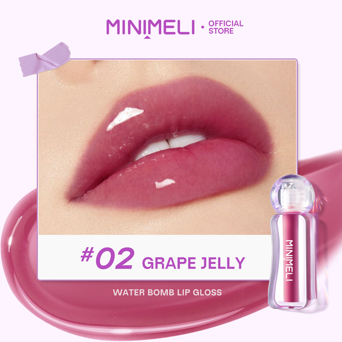 Mô tả Minimeli Lip Gloss Water Bomb Dưỡng ẩm Dewyful Non-Sticky Plumping Lip Misty Kiss Lock Color Silky 24H Trang điểm môi lâu trôi - 3
