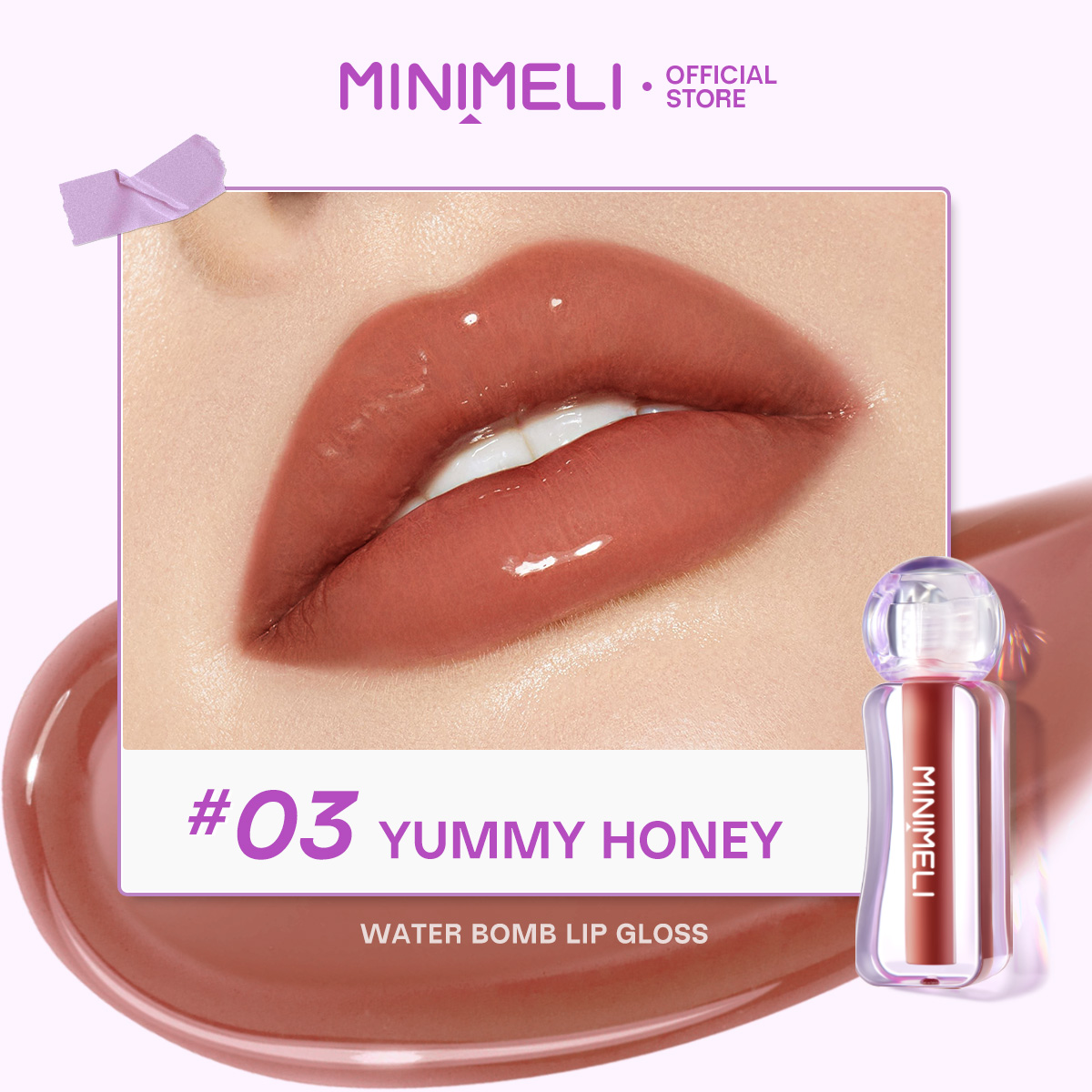 Mô tả Minimeli Lip Gloss Water Bomb Dưỡng ẩm Dewyful Non-Sticky Plumping Lip Misty Kiss Lock Color Silky 24H Trang điểm môi lâu trôi - 4