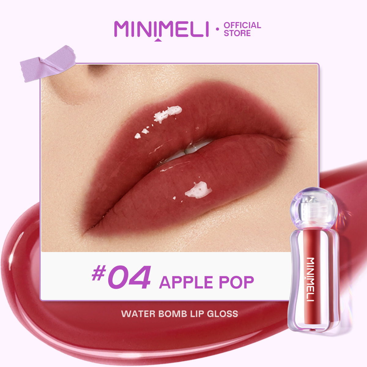 Mô tả Minimeli Lip Gloss Water Bomb Dưỡng ẩm Dewyful Non-Sticky Plumping Lip Misty Kiss Lock Color Silky 24H Trang điểm môi lâu trôi - 5