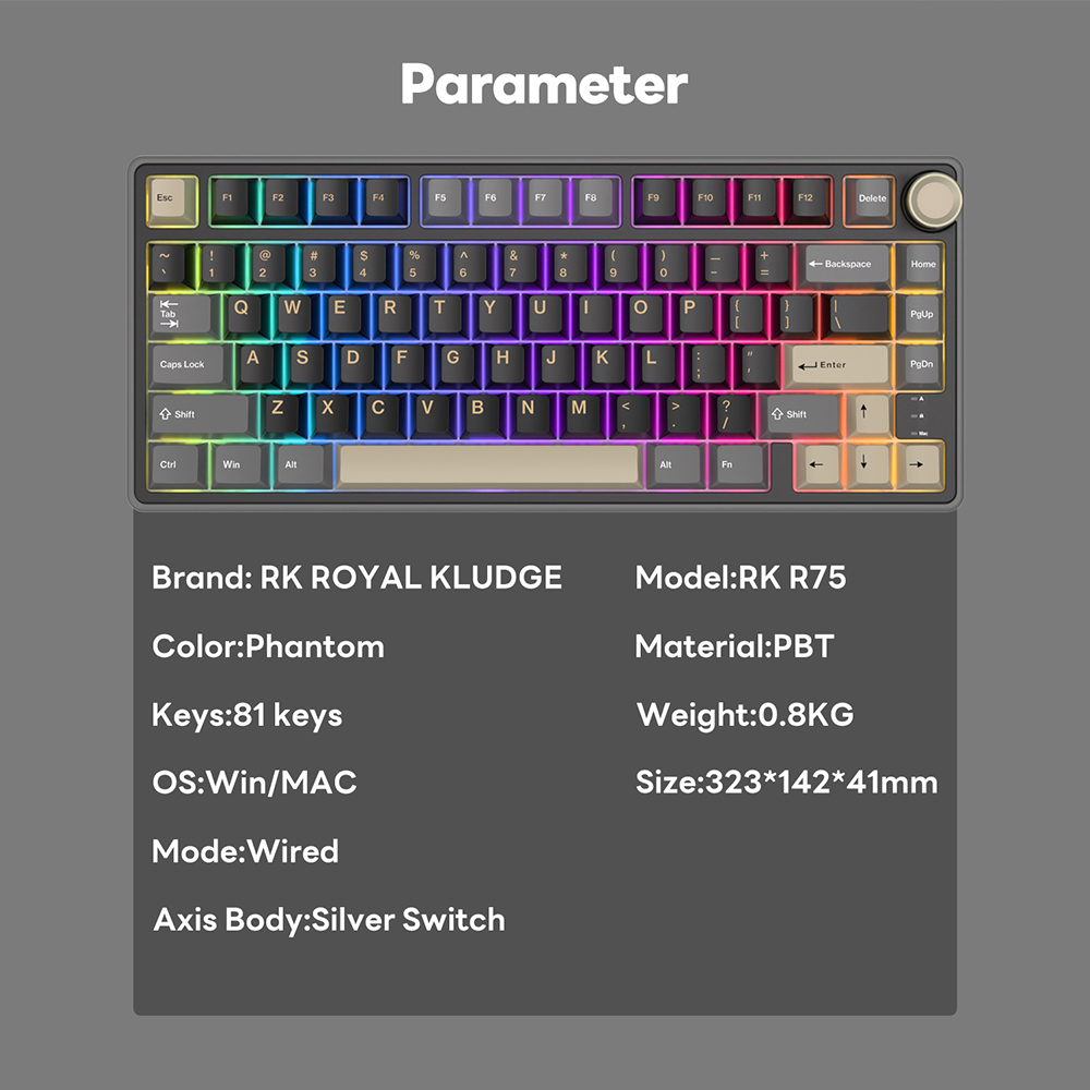 Mô tả Bàn phím cơ có dây đệm Phantom Royal Kludge RKR75 mới - 11