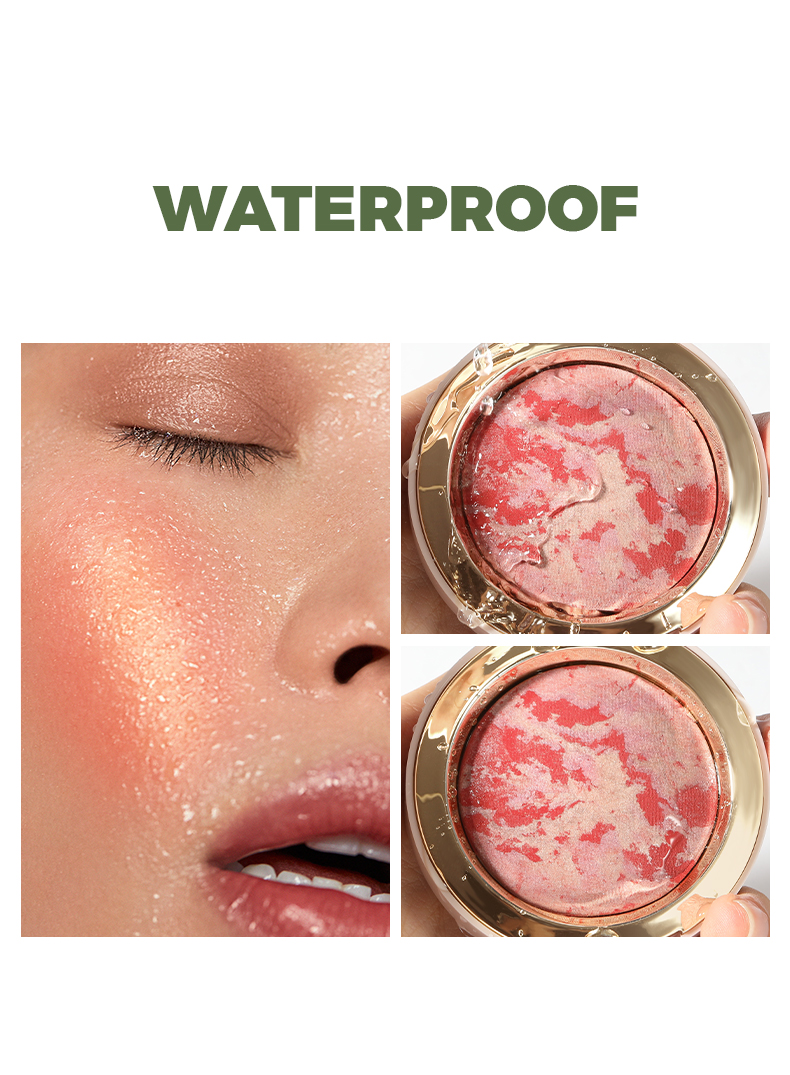 Mô tả Pudaier Nướng Blush Làm Sáng Đá Cẩm Thạch Blush Chống Thấm Nước Lâu Dài Mặt Blusher- Hồng Bơ Kem Nhẹ Tự Nhiên Hoàn Thiện - 3