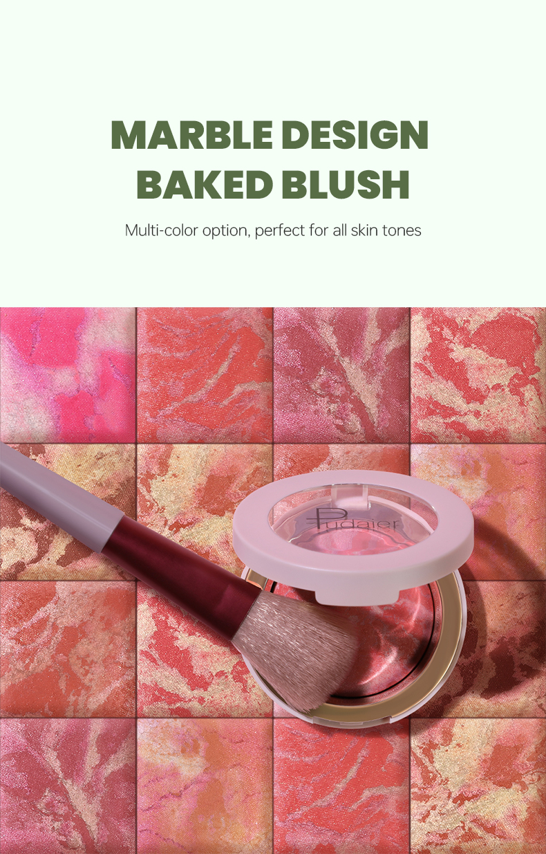 Mô tả Pudaier Nướng Blush Làm Sáng Đá Cẩm Thạch Blush Chống Thấm Nước Lâu Dài Mặt Blusher- Hồng Bơ Kem Nhẹ Tự Nhiên Hoàn Thiện - 4