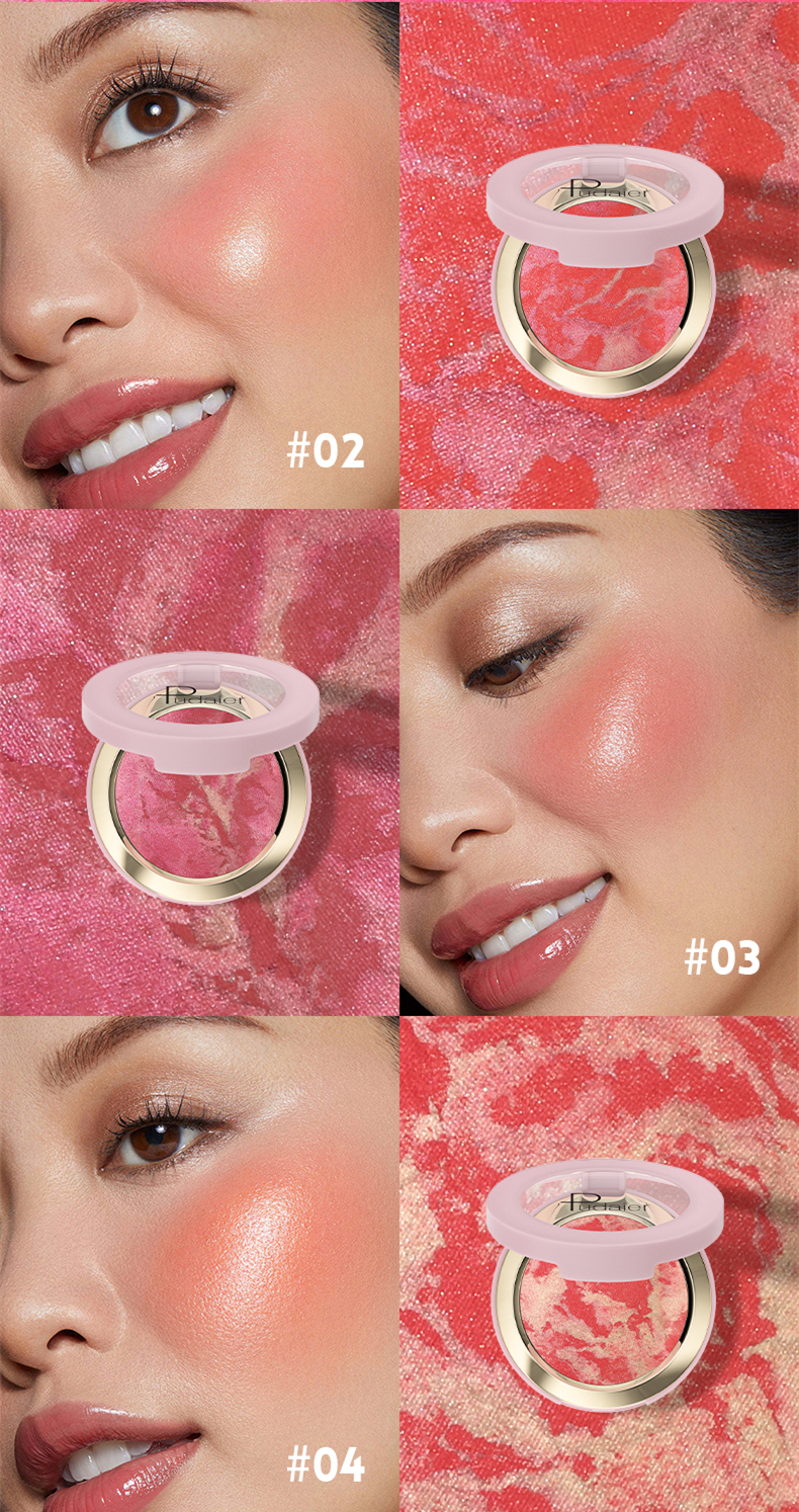 Mô tả Pudaier Nướng Blush Làm Sáng Đá Cẩm Thạch Blush Chống Thấm Nước Lâu Dài Mặt Blusher- Hồng Bơ Kem Nhẹ Tự Nhiên Hoàn Thiện - 7