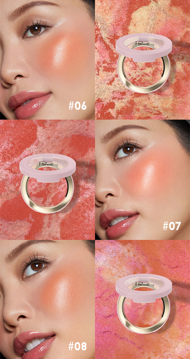 Mô tả Pudaier Nướng Blush Làm Sáng Đá Cẩm Thạch Blush Chống Thấm Nước Lâu Dài Mặt Blusher- Hồng Bơ Kem Nhẹ Tự Nhiên Hoàn Thiện - 9