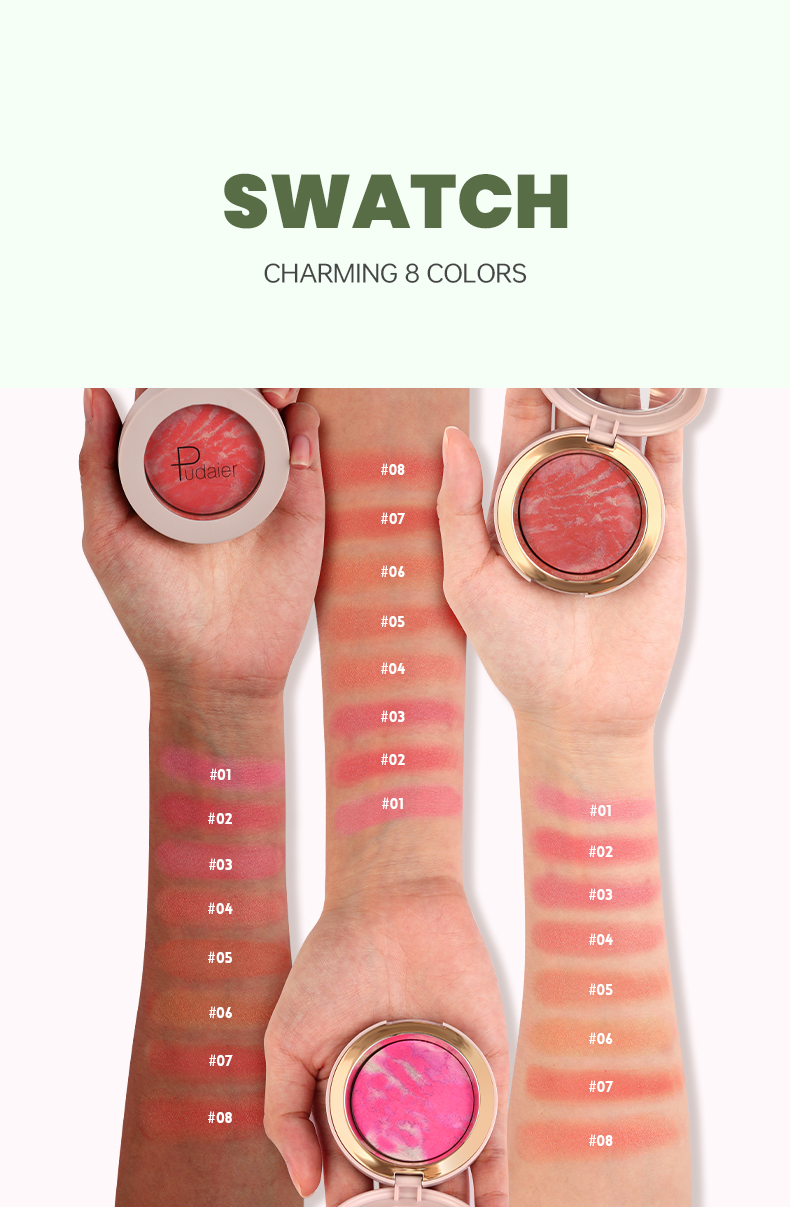 Mô tả Pudaier Nướng Blush Làm Sáng Đá Cẩm Thạch Blush Chống Thấm Nước Lâu Dài Mặt Blusher- Hồng Bơ Kem Nhẹ Tự Nhiên Hoàn Thiện - 10
