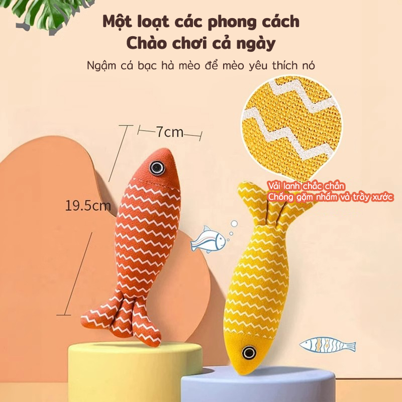 ZOEF Đồ chơi mèo ngộ nghĩnh Mô phỏng Sisal Mint Fish SelfHappy Giảm