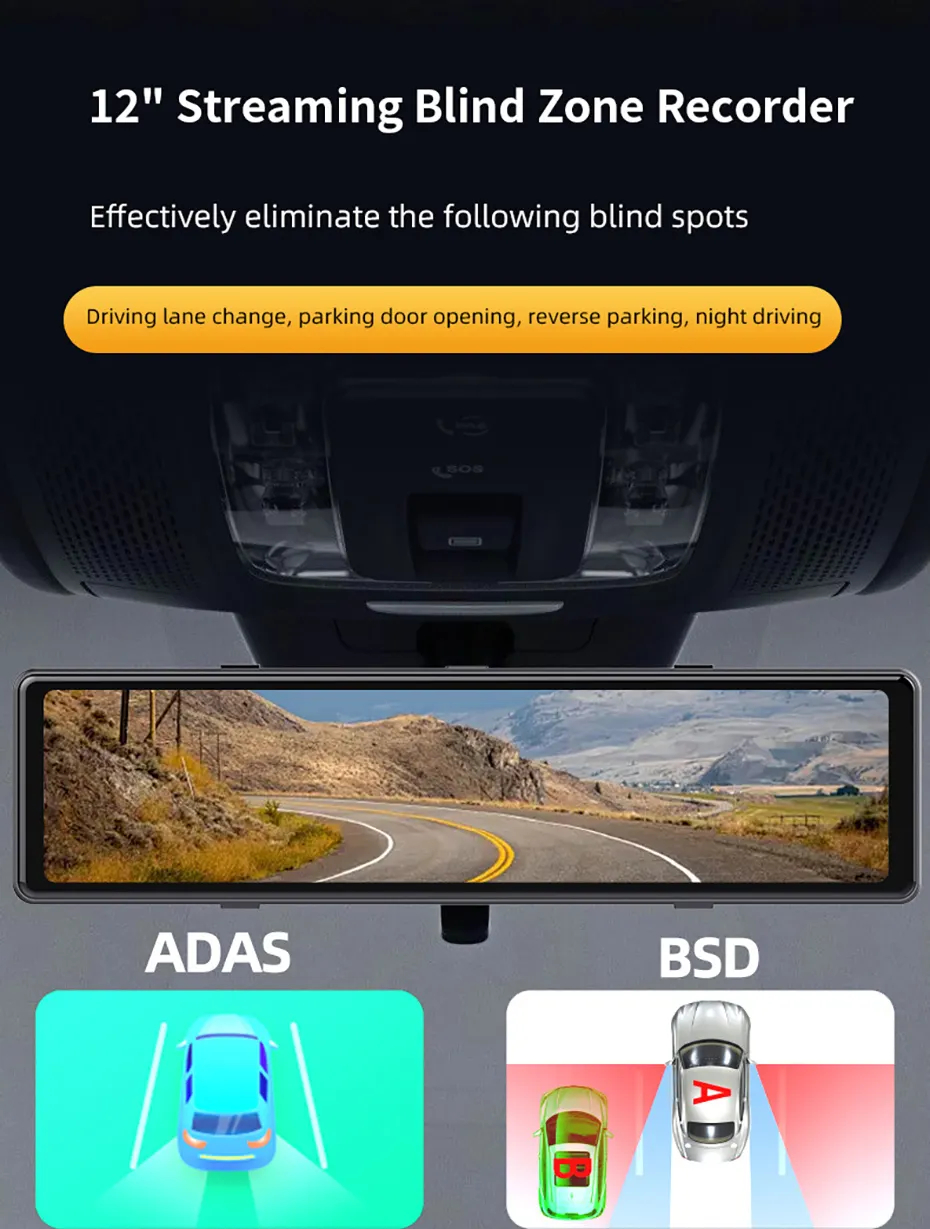Mô tả Elkeva 4 Kênh Dash Cam 11.26 Inch 4K WIFI Gương Chiếu Hậu 4 Camera Đầu Ghi Video DVR Xe ADAS BSD Tầm Nhìn Ban Đêm 24H Đỗ Xe - 3