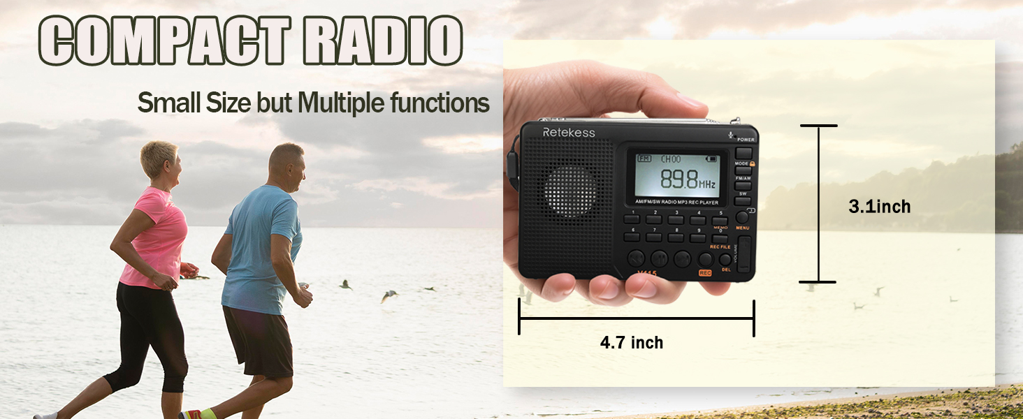Mô tả Radio RETEKESS V115 Fm sóng ngắn nghe nhạc Mp3 ghi âm kỹ thuật số hỗ trợ thẻ Micro Sd Tf với chức năng hẹn giờ ngủ - 2