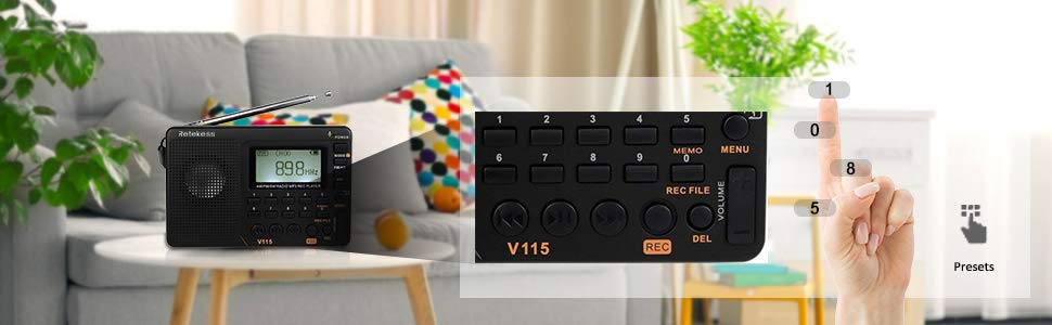 Mô tả Radio RETEKESS V115 Fm sóng ngắn nghe nhạc Mp3 ghi âm kỹ thuật số hỗ trợ thẻ Micro Sd Tf với chức năng hẹn giờ ngủ - 4