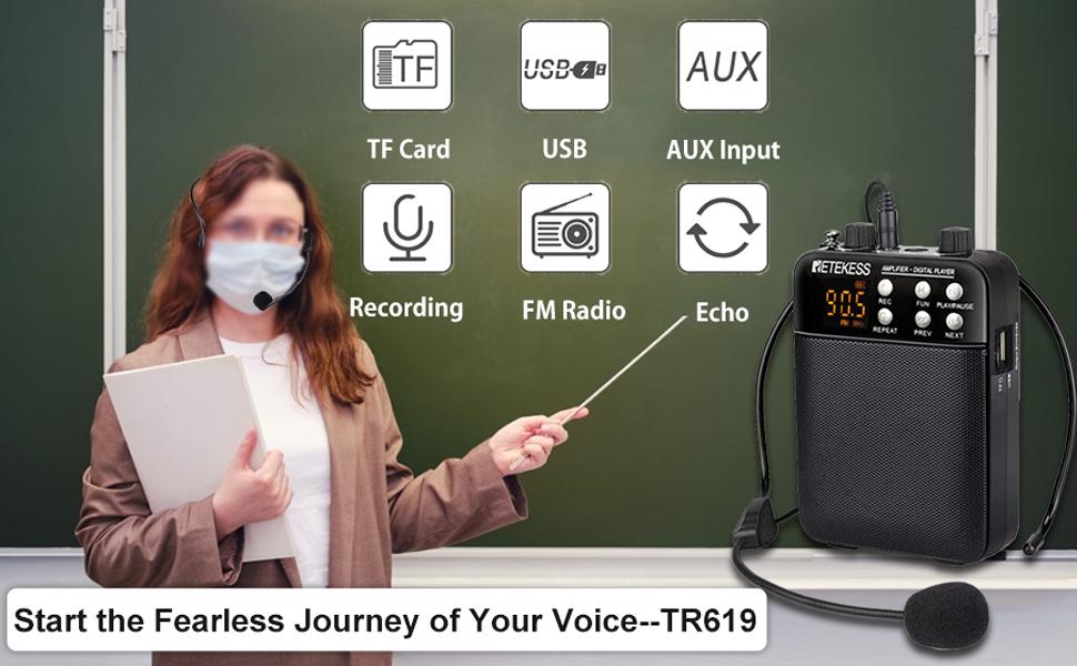 Mô tả Hệ Thống Khuếch Đại Âm Thanh Không Dây Mini Retekess TR619 PA TT123 TR503 2.4G Kèm Mic Dùng Cho Giảng Dạy - 6