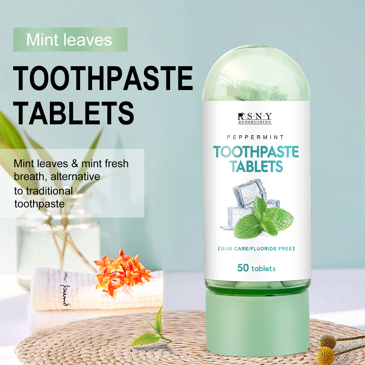 Mô tả Viên Kem Đánh Răng Nhai Di Động 50 Viên / Hơi Thở Tươi / Chăm Sóc Răng Miệng Khỏe Mạnh / Loại Bỏ Vết Cà Phê Và Trà / Viên Làm Trắng Răng Hương Bạc Hà - 5