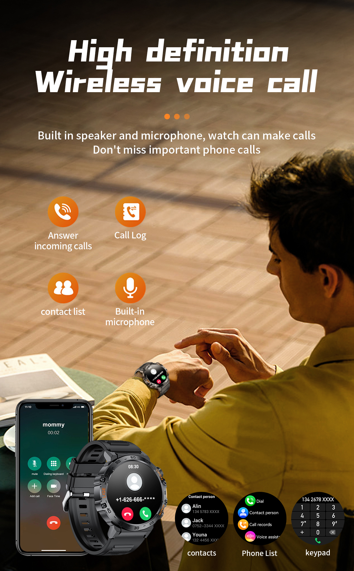 LIGE Smartwatch chống nước IP68