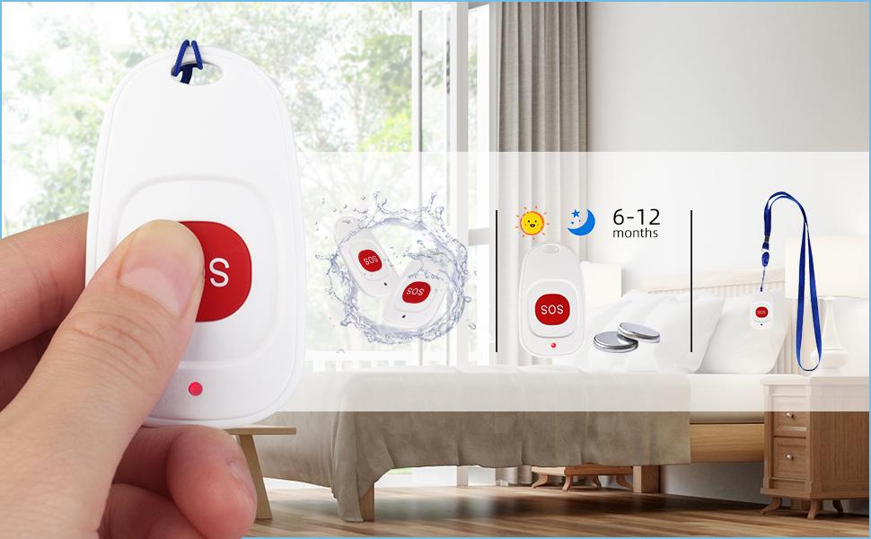 Mô tả Nút gọi khẩn cấp RETEKESS TH001 không dây 500ft dùng với đồng hồ nhận T114 và T128 cho người chăm người già/ bệnh nhân - 2