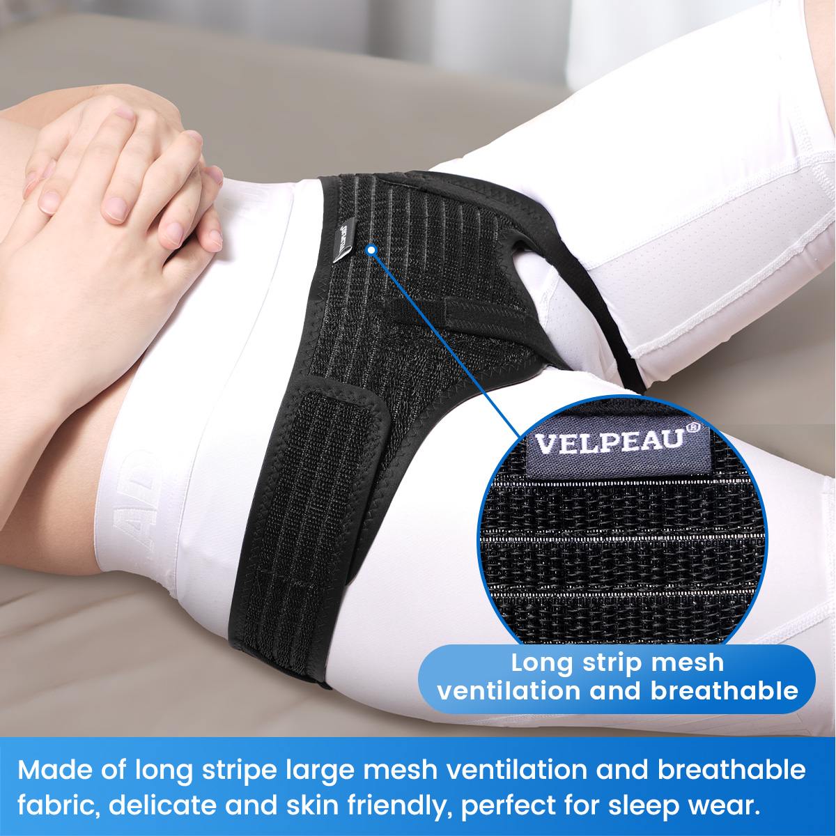 Mô tả Đai đeo phục hồi VELPEAU cải thiện tình trạng thoát vị hỗ trợ thể thao có 2 miếng đệm nén tháo rời được chuyên dụng - 9
