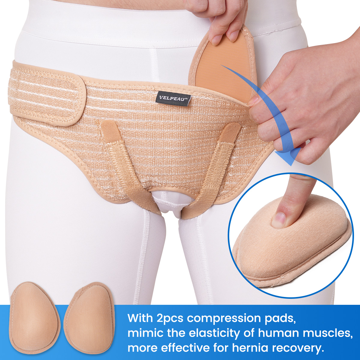 Mô tả Đai Giảm Đau VELPEAU Hernia Kèm 2 Miếng Đệm Nén Có Thể Tháo Rời - 5