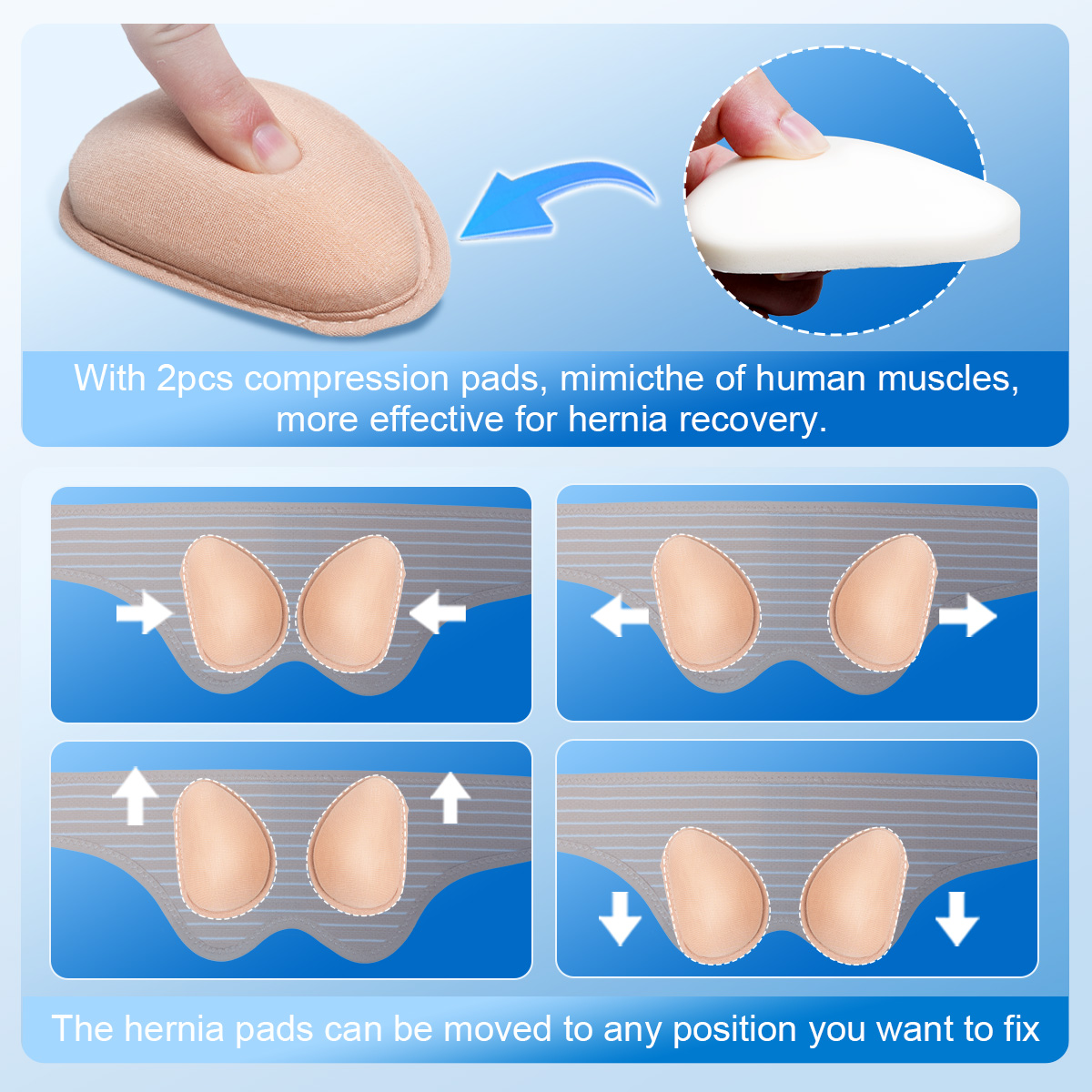 Mô tả Đai Giảm Đau VELPEAU Hernia Kèm 2 Miếng Đệm Nén Có Thể Tháo Rời - 10