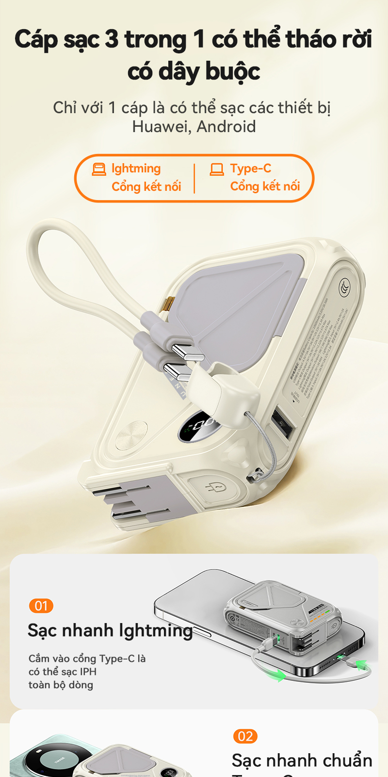 【CCC Mark】UNEED Sạc Dự Phòng 30.000/20.000mAh PD35W Sạc Không Dây Pin Dự Phòng Sạc Nhanh, Cục Dựng Phòng Đầu AC – ảnh mô tả chi tiết 4