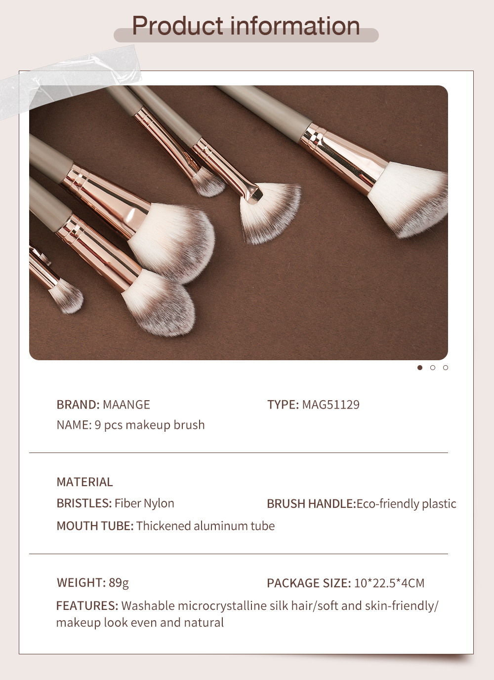 Mô tả Set 9 cọ trang điểm MAANGE tán phấn phủ má hồng phấn mắt tạo khối tiện lợi - 7